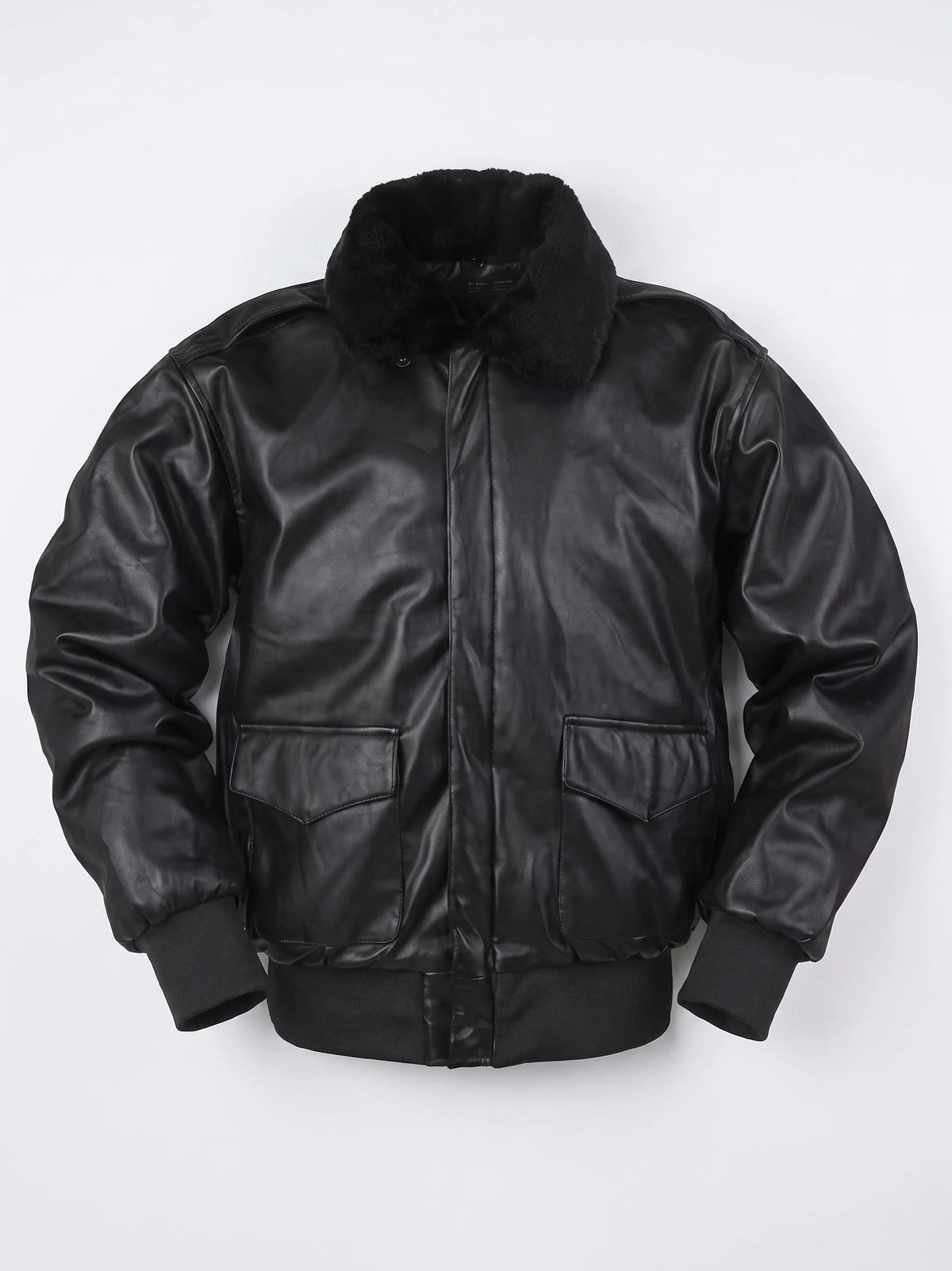 Men's Black Leather Jacket, Padded A-2 Flight Bomber Jacket for Winter