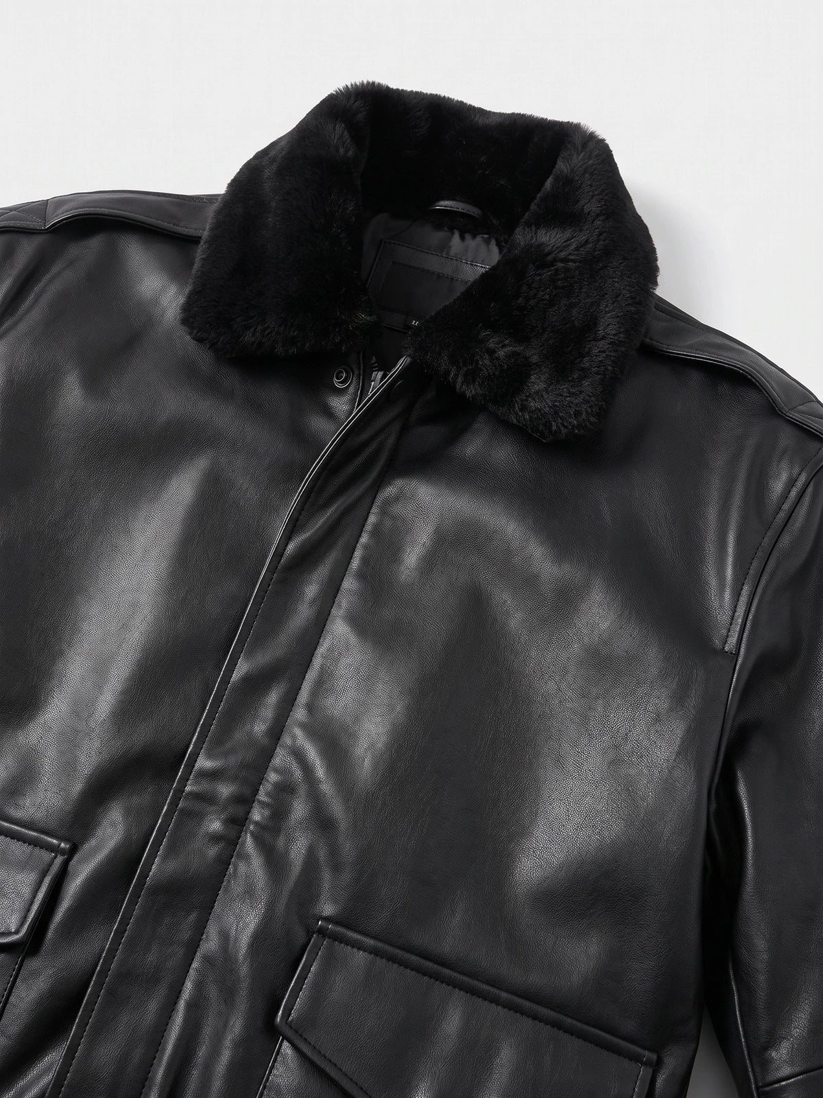 Men's Black Leather Jacket, Padded A-2 Flight Bomber Jacket for Winter