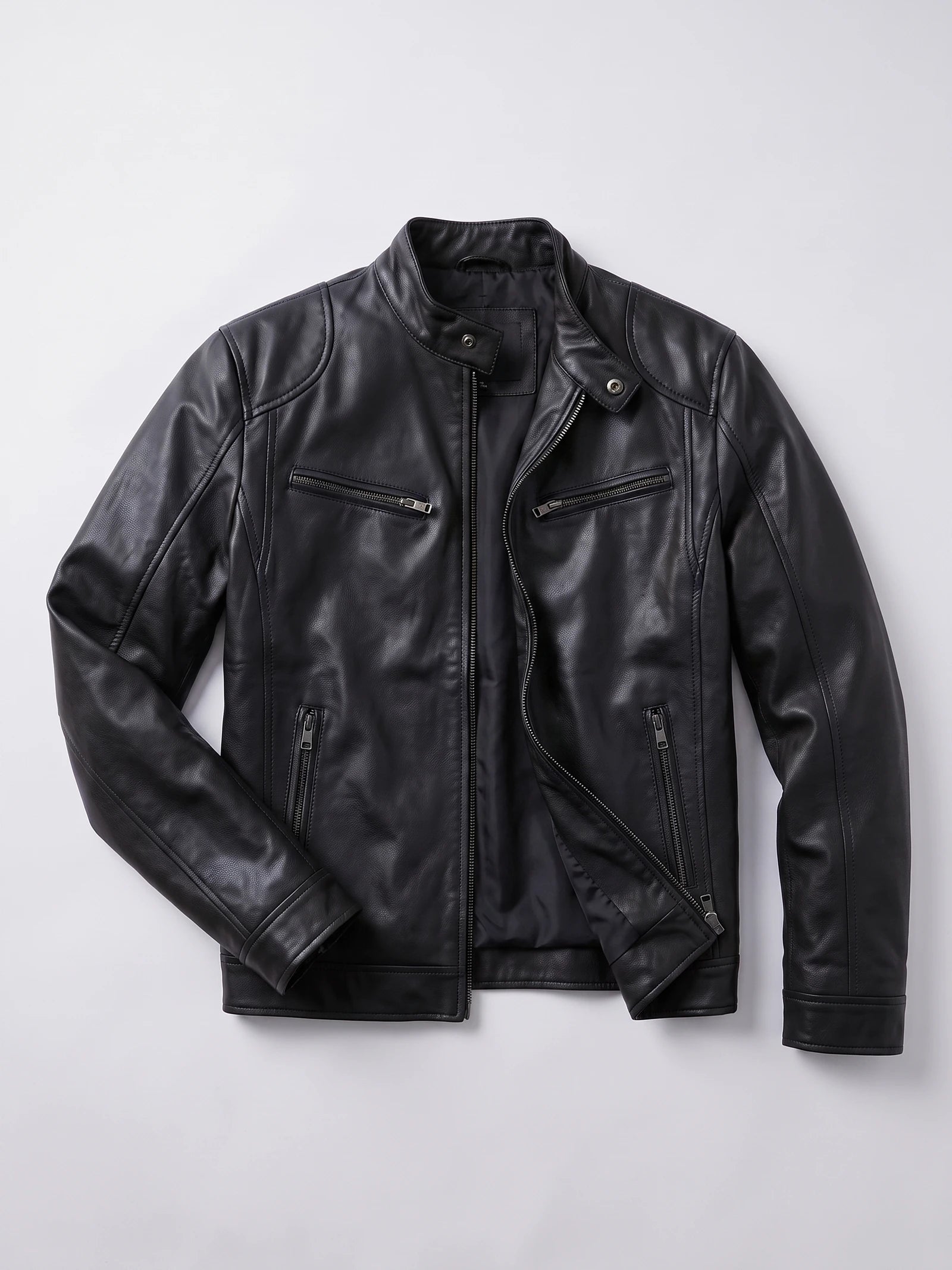 Men's Leather Jacket Bomber Biker Casual Loose Fit