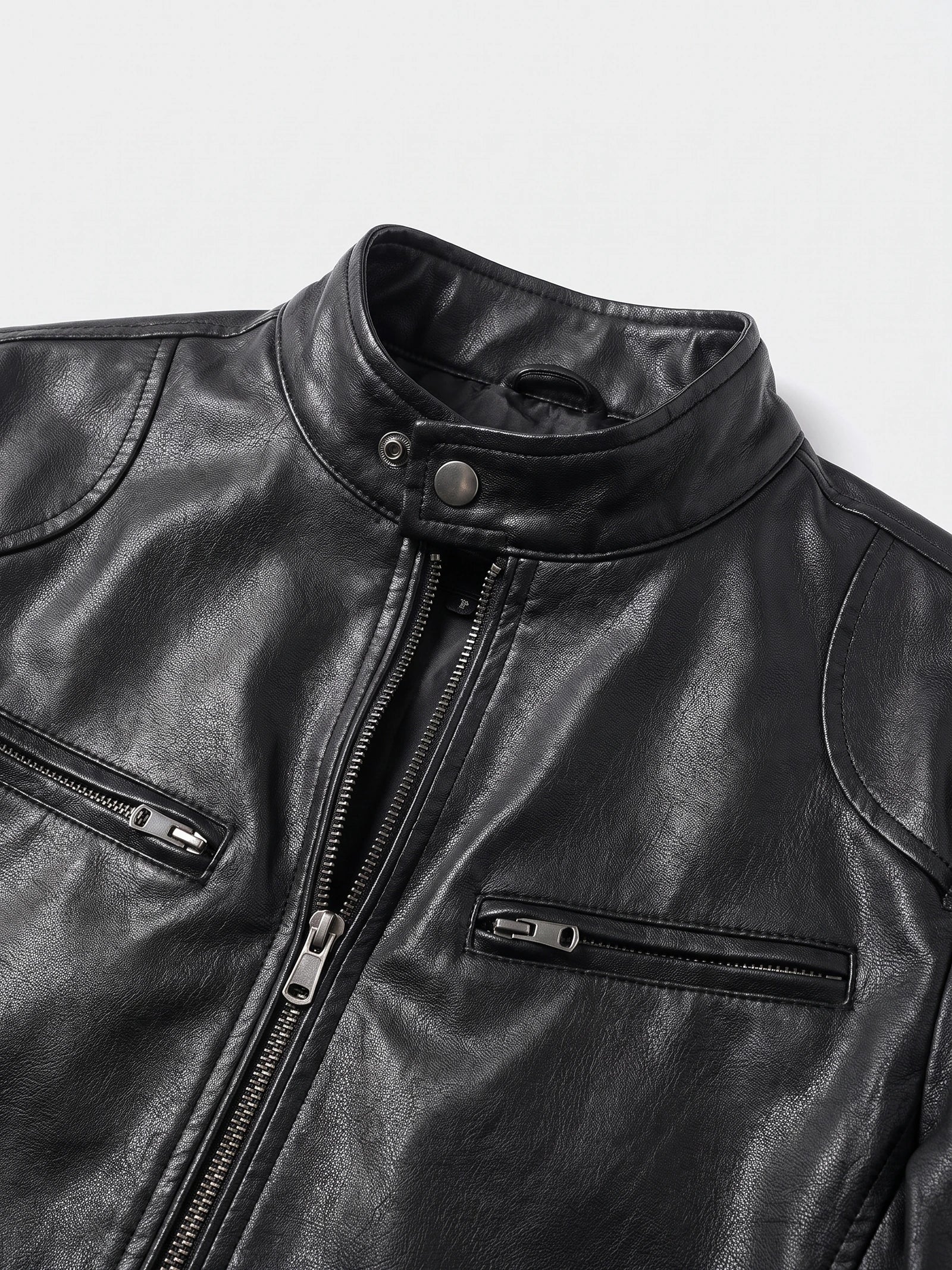 Men's Leather Jacket Bomber Biker Casual Loose Fit