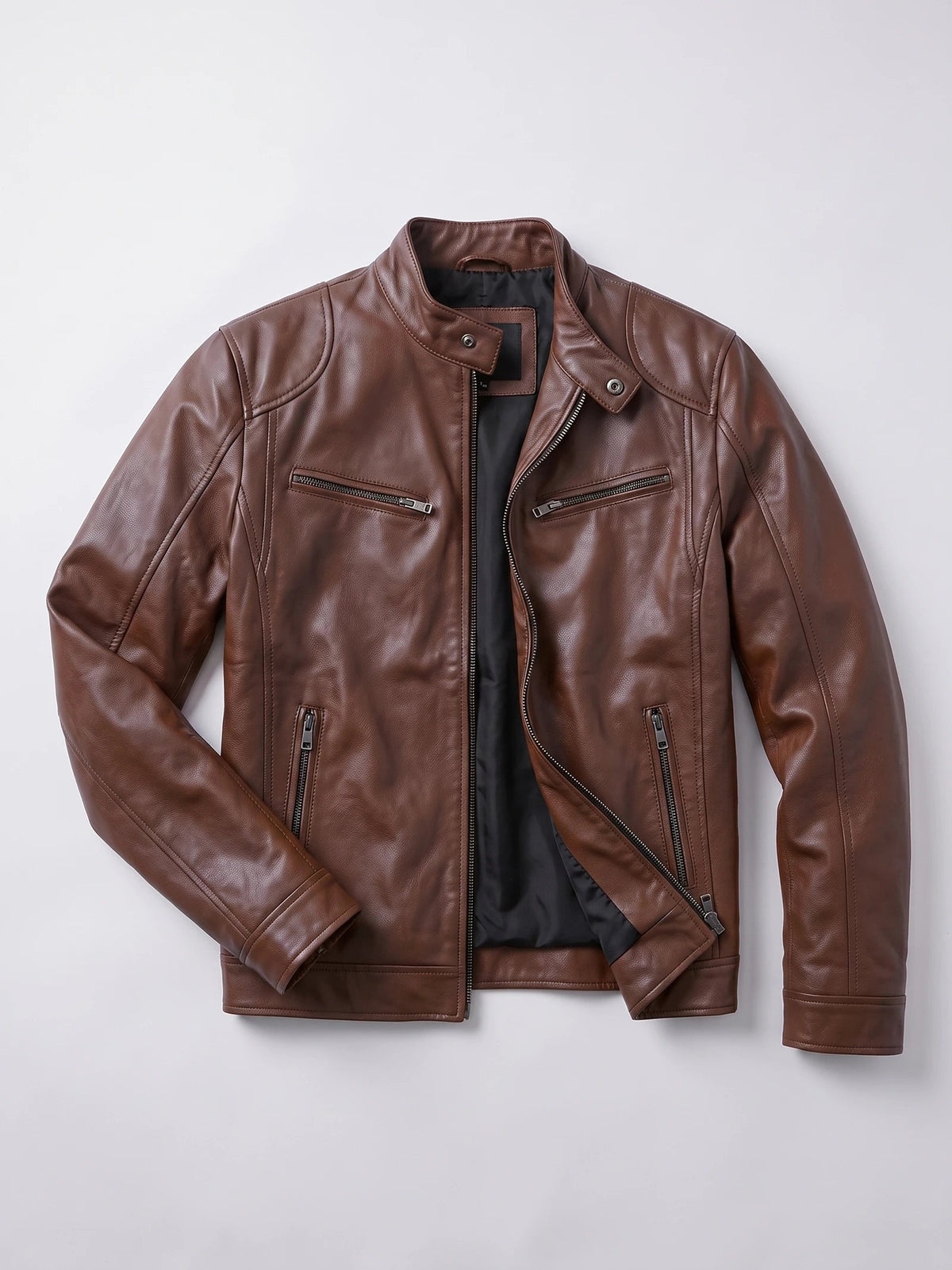 Men's Leather Jacket Bomber Biker Casual Loose Fit