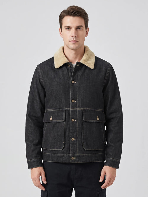 Men's Fleece Cargo Jacket with Multiple Pockets for Winter