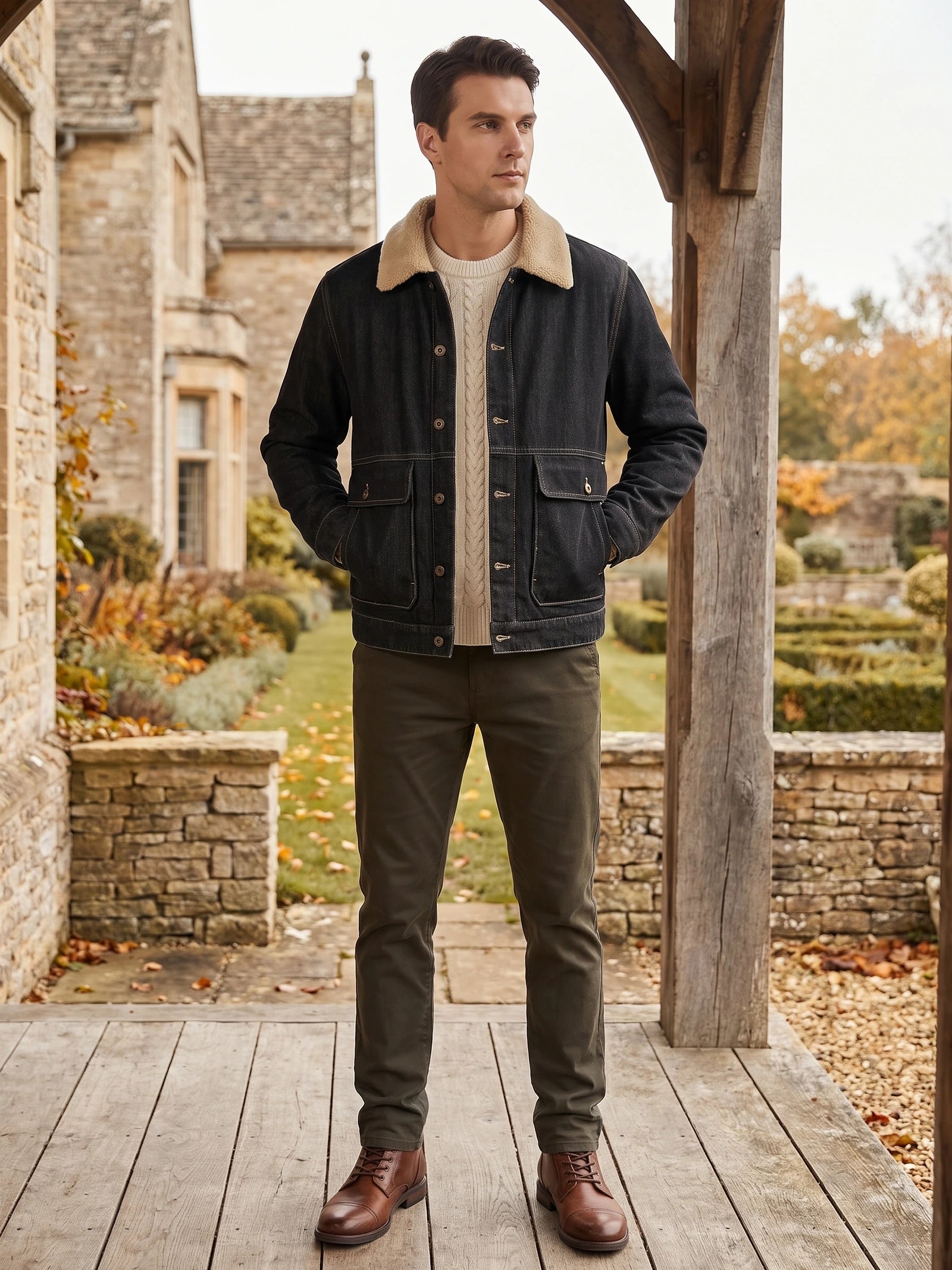 Men's Fleece Cargo Jacket with Multiple Pockets for Winter