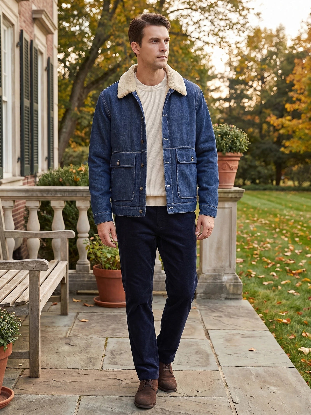 Men's Fleece Cargo Jacket with Multiple Pockets for Winter