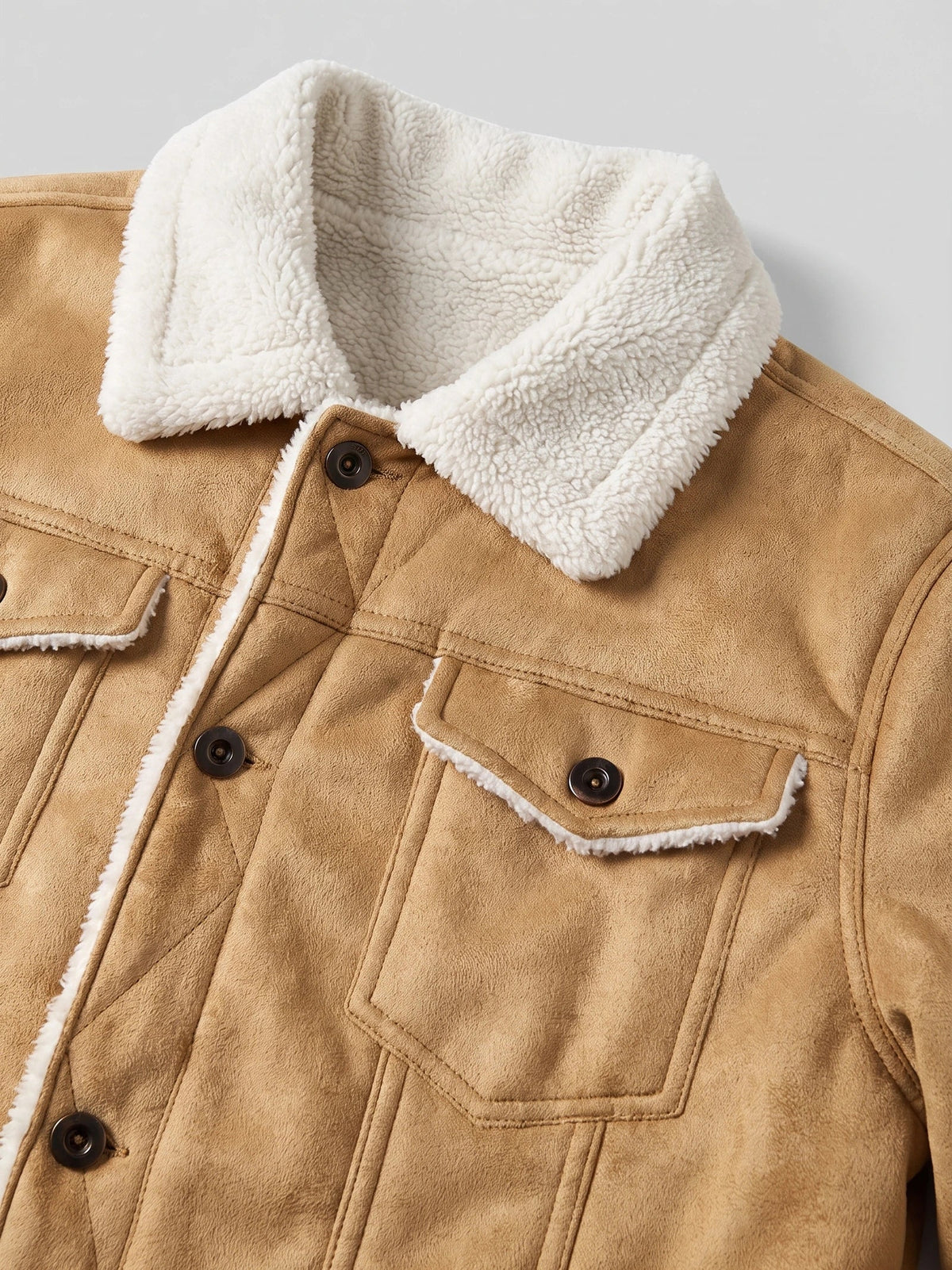 Men's Leather Jacket, Warm Fleece Bomber, Slim Fit