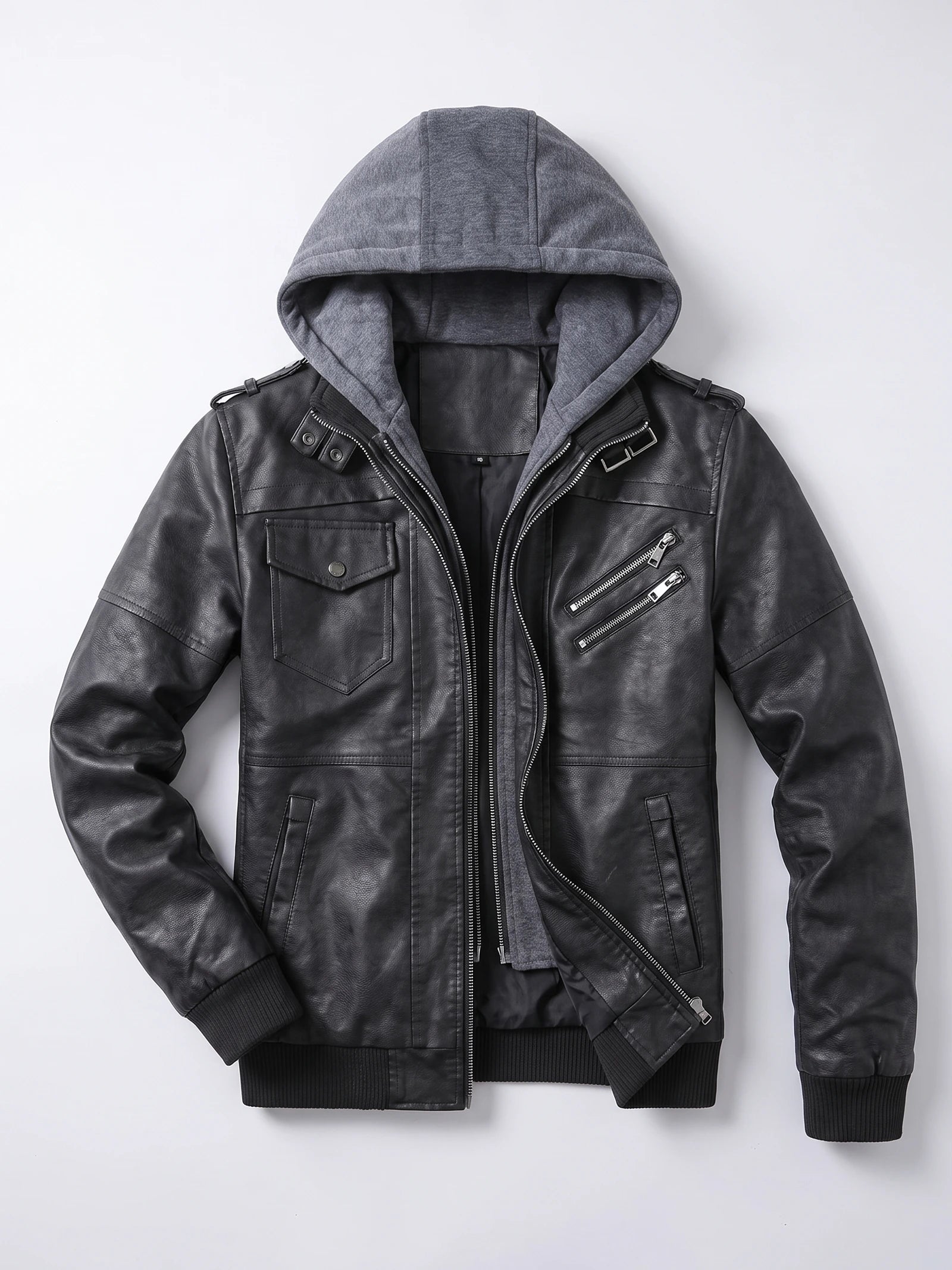Men's Leather Jacket, Motorcycle Biker Style, Autumn Winter Casual Wear