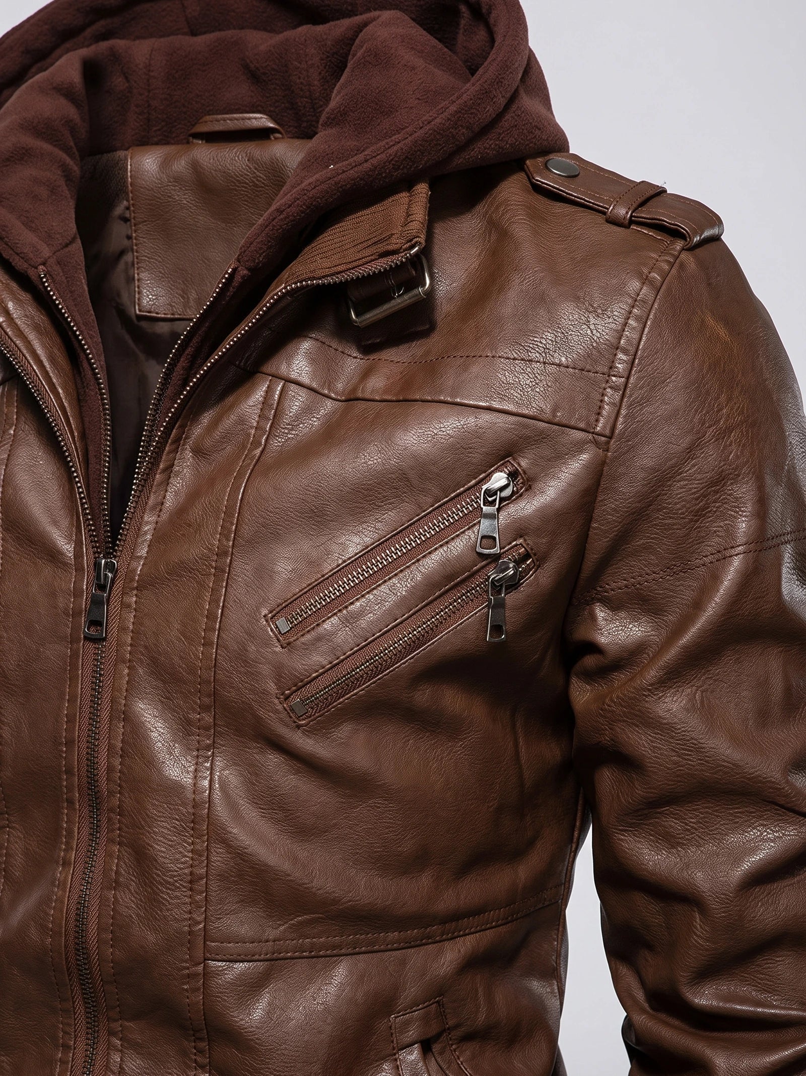Men's Leather Jacket, Motorcycle Biker Style, Autumn Winter Casual Wear