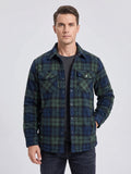 Men's Check Flannel Jacket with Quilted Lining, Long Sleeve Button-Up Autumn Winter Coat