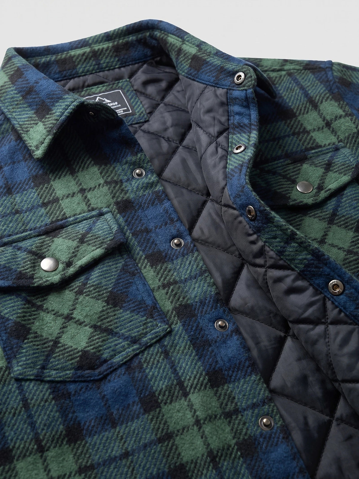 Men's Check Flannel Jacket with Quilted Lining, Long Sleeve Button-Up Autumn Winter Coat