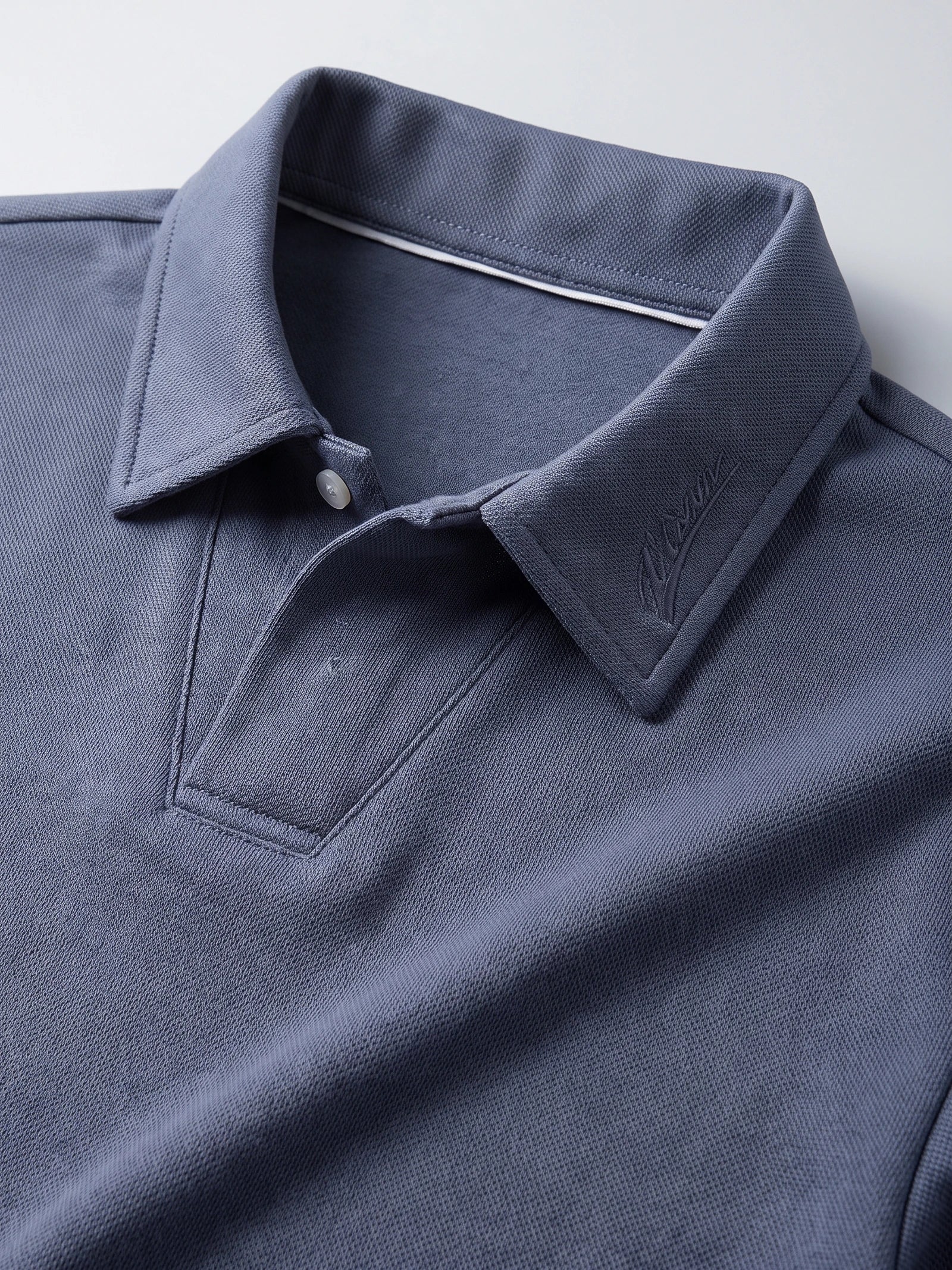 Men's Long Sleeve Polo Shirt with Embroidered Turn-Down Collar