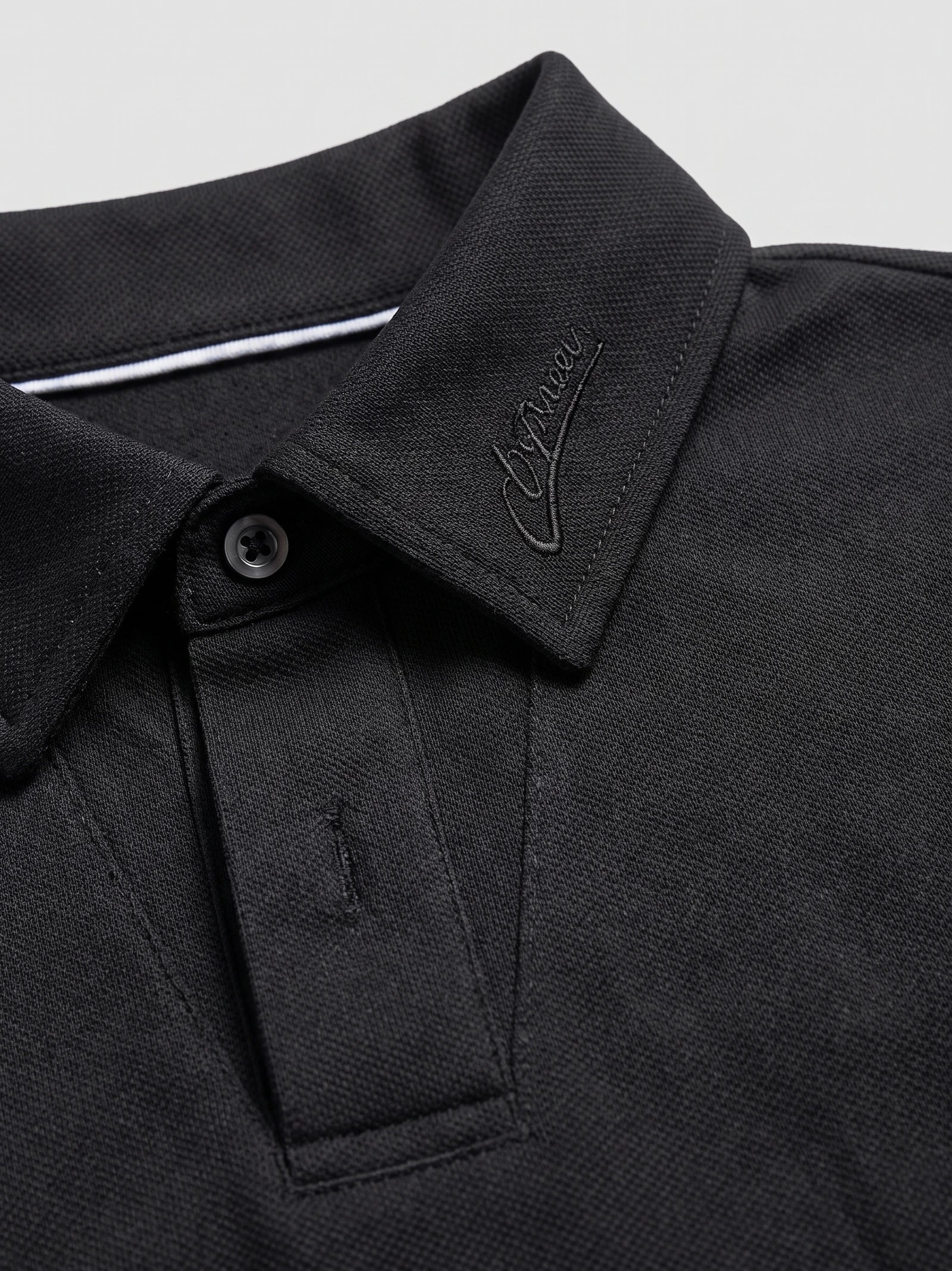 Men's Long Sleeve Polo Shirt with Embroidered Turn-Down Collar