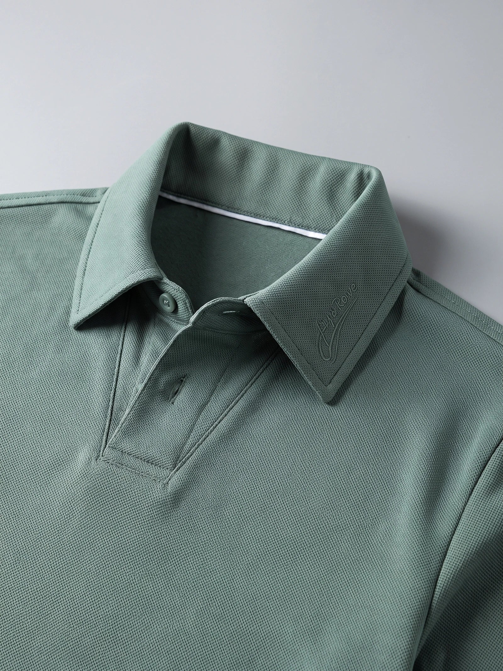 Men's Long Sleeve Polo Shirt with Embroidered Turn-Down Collar