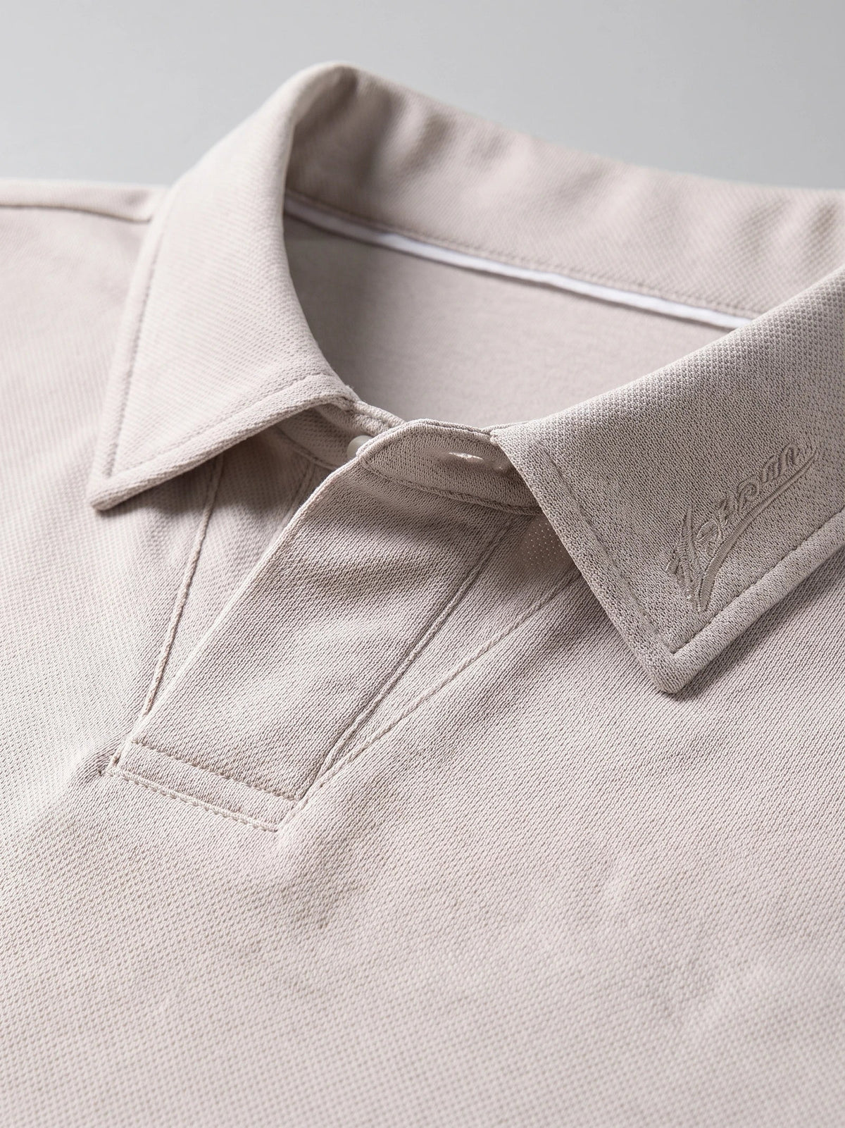 Men's Long Sleeve Polo Shirt with Embroidered Turn-Down Collar