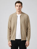 Men's Zip Up Cardigan Knit Stand Collar Long Sleeve Casual Jumper for Autumn and Winter