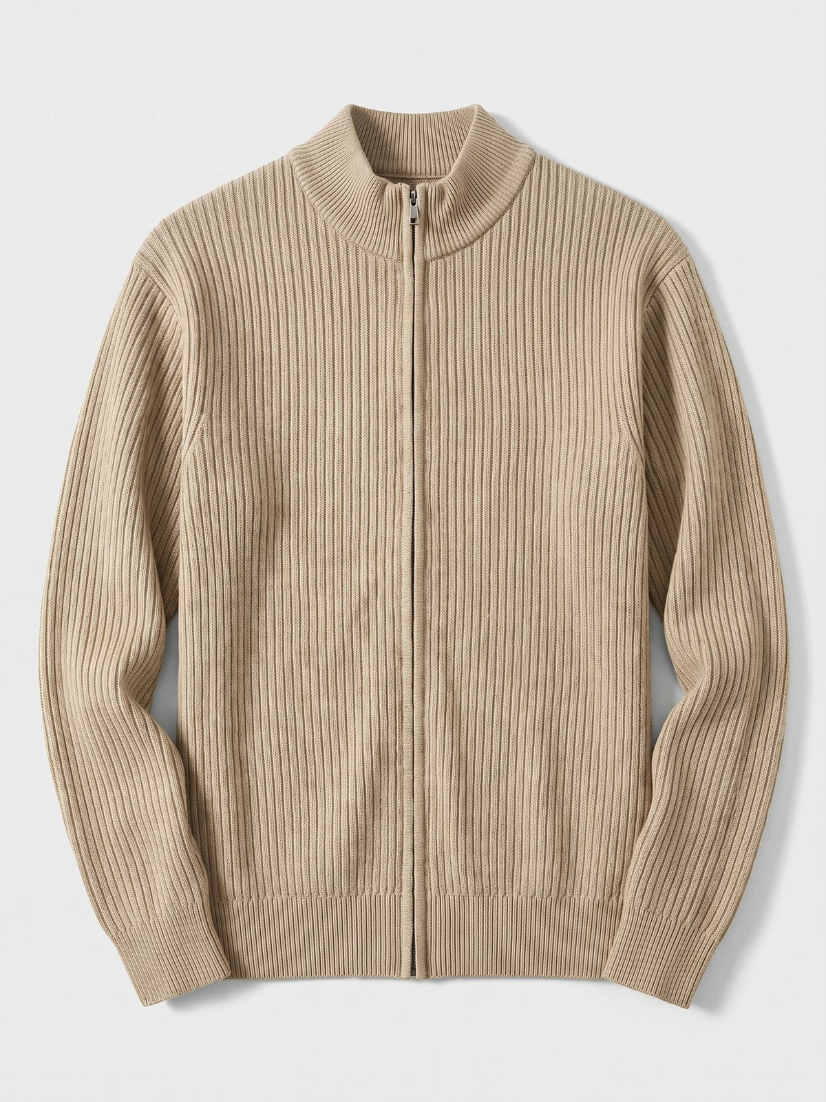 Men's Zip Up Cardigan Knit Stand Collar Long Sleeve Casual Jumper for Autumn and Winter