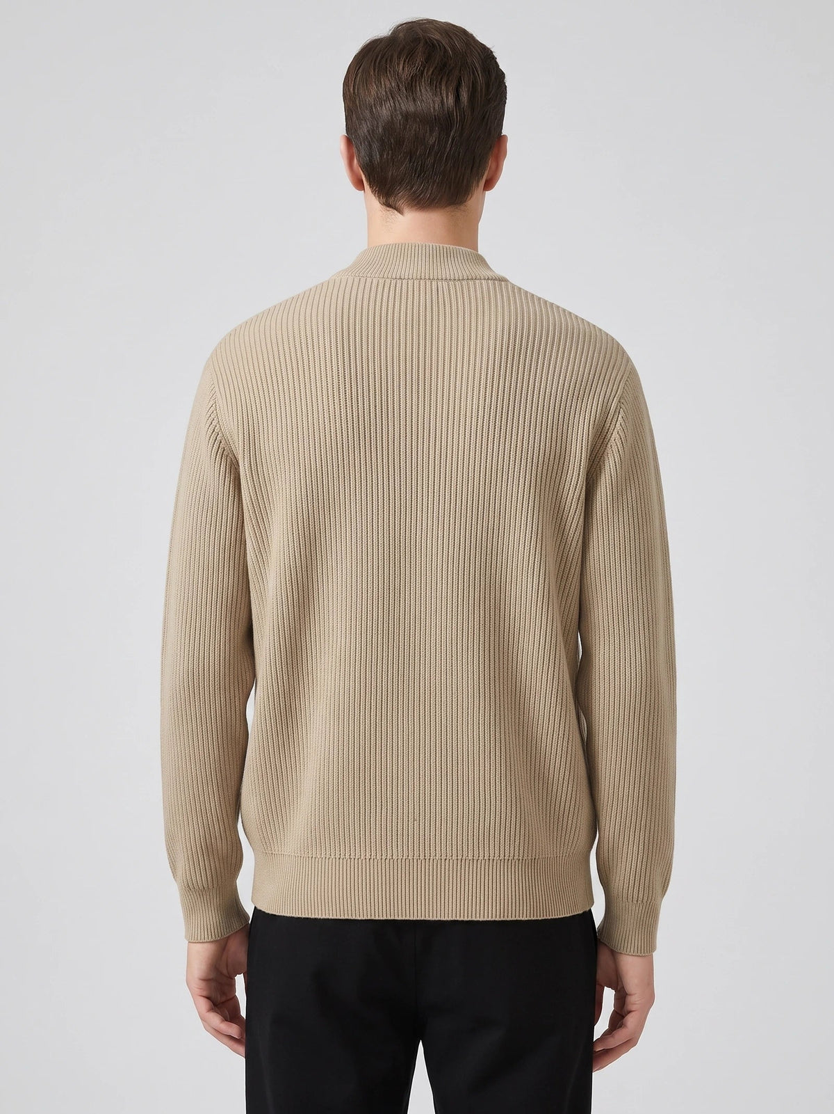 Men's Zip Up Cardigan Knit Stand Collar Long Sleeve Casual Jumper for Autumn and Winter