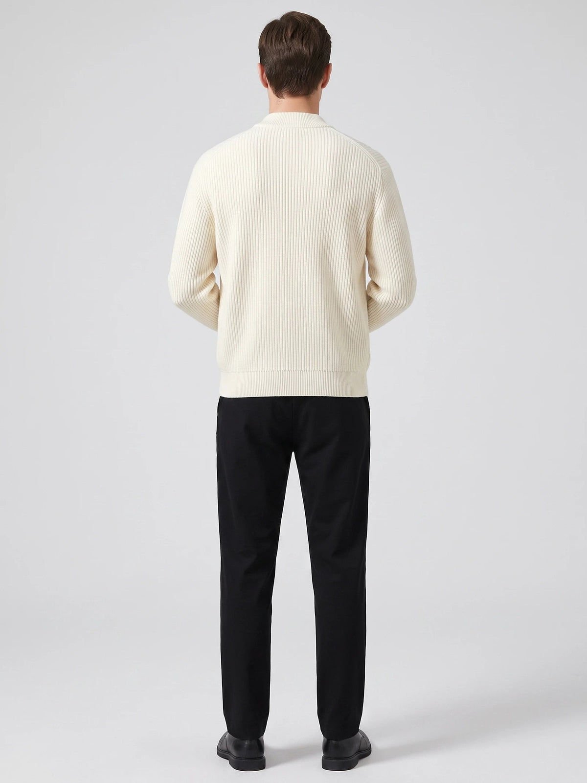 Men's Zip Up Cardigan Knit Stand Collar Long Sleeve Casual Jumper for Autumn and Winter
