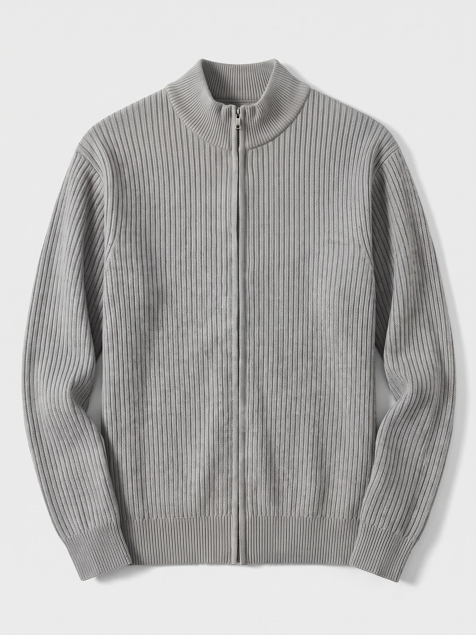 Men's Zip Up Cardigan Knit Stand Collar Long Sleeve Casual Jumper for Autumn and Winter