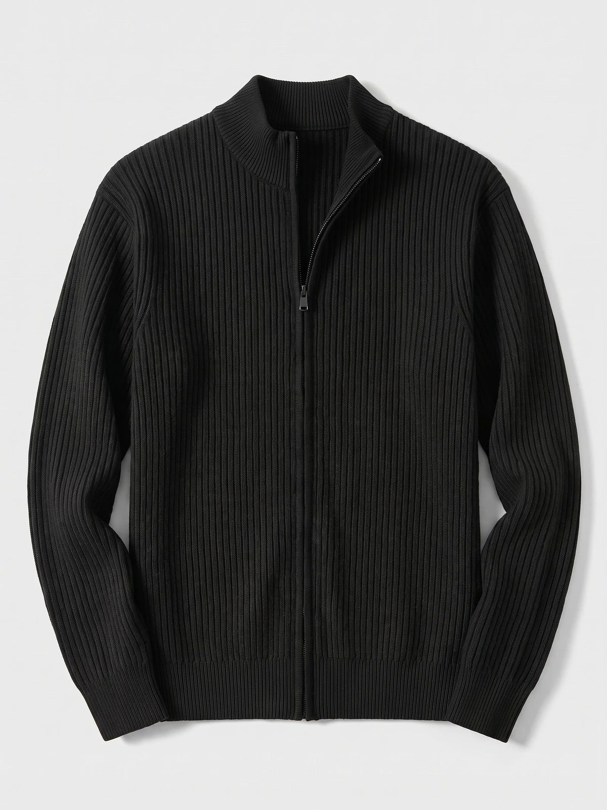 Men's Zip Up Cardigan Knit Stand Collar Long Sleeve Casual Jumper for Autumn and Winter