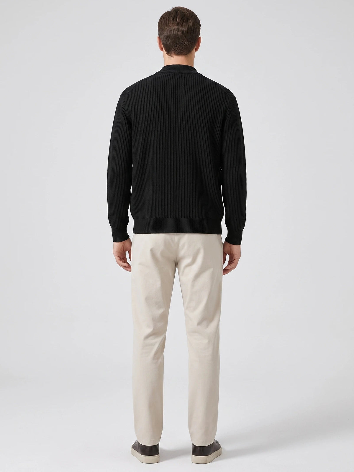 Men's Zip Up Cardigan Knit Stand Collar Long Sleeve Casual Jumper for Autumn and Winter