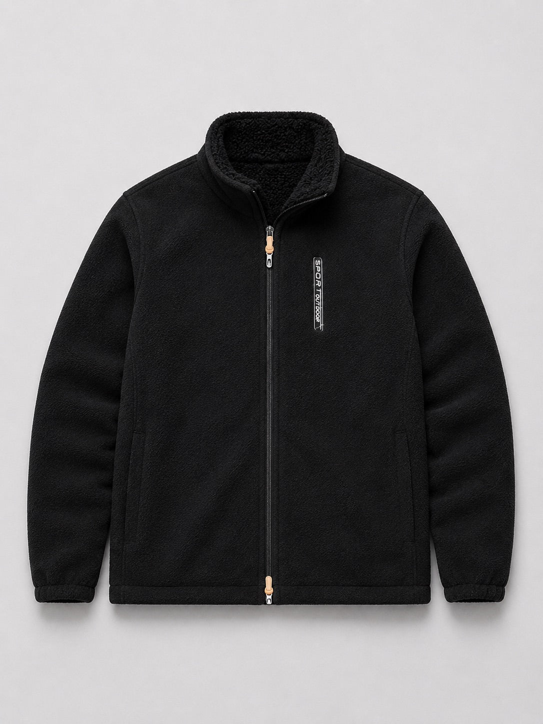 Men’s Polar Fleece Jacket Windproof Full Zip Stand Collar Thick Warm Winter Coat for Hiking and Outdoor Wear