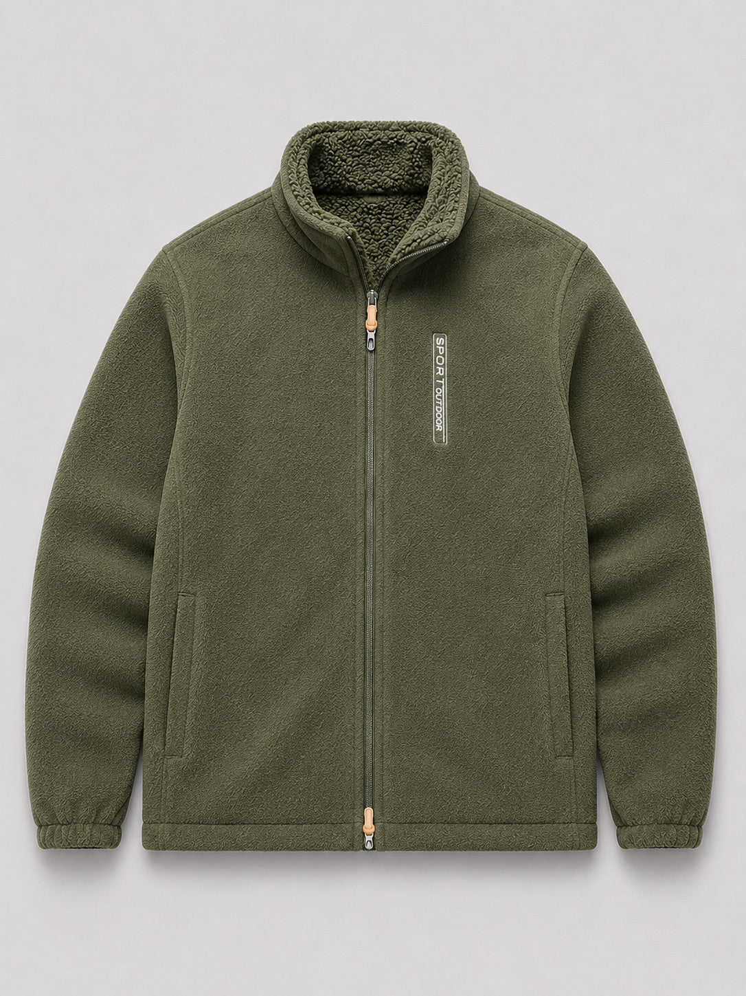Men’s Polar Fleece Jacket Windproof Full Zip Stand Collar Thick Warm Winter Coat for Hiking and Outdoor Wear