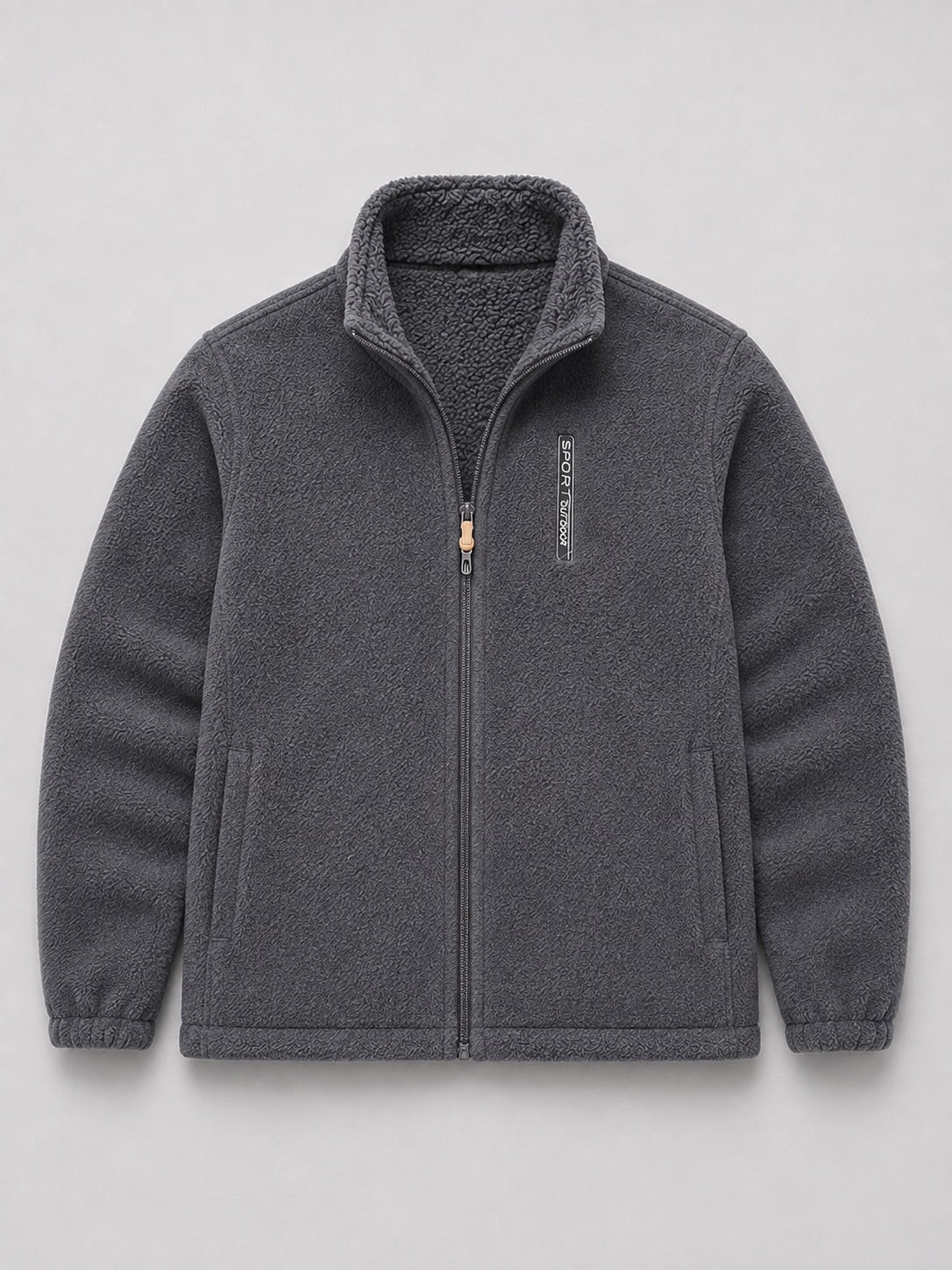 Men’s Polar Fleece Jacket Windproof Full Zip Stand Collar Thick Warm Winter Coat for Hiking and Outdoor Wear