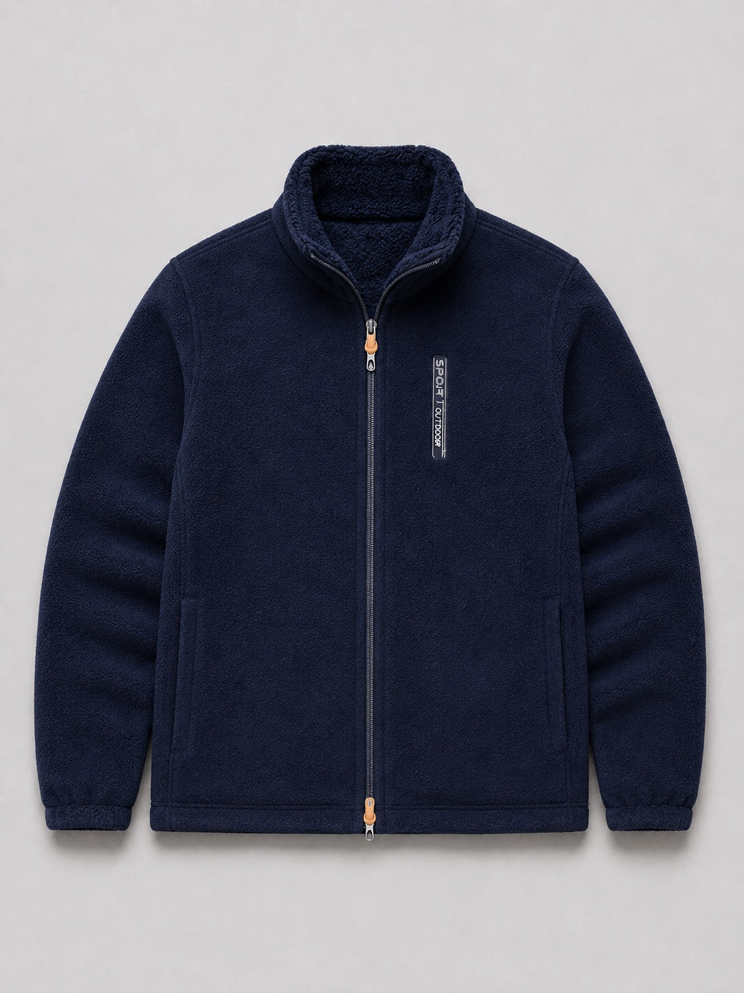 Men’s Polar Fleece Jacket Windproof Full Zip Stand Collar Thick Warm Winter Coat for Hiking and Outdoor Wear