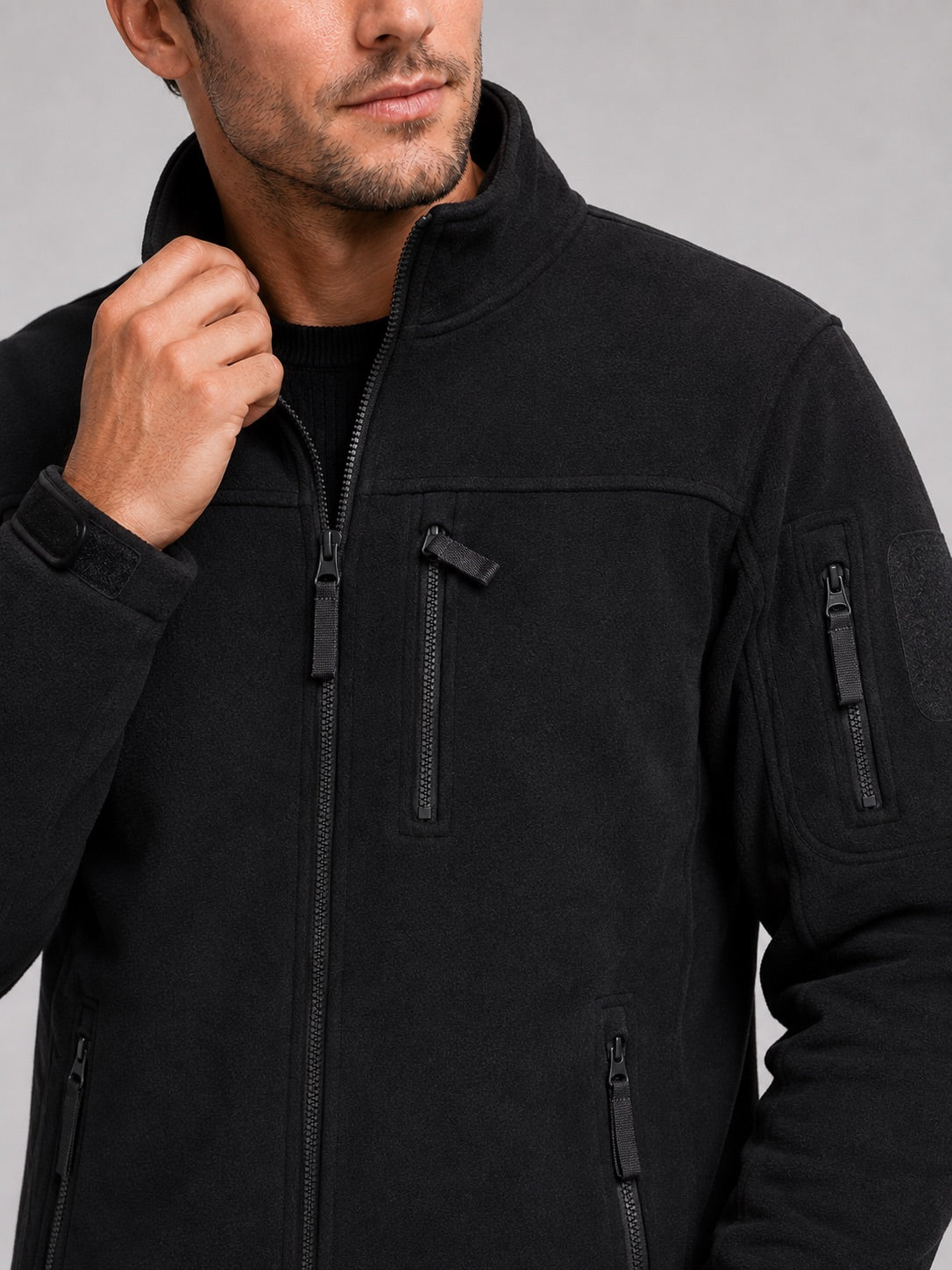 Men’s Fleece Jacket Windproof Full Zip Warm Winter Autumn Jacket with Zipper Pockets for Hiking, Work and Outdoor Wear