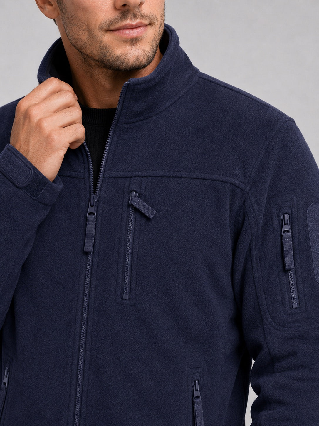 Men’s Fleece Jacket Windproof Full Zip Warm Winter Autumn Jacket with Zipper Pockets for Hiking, Work and Outdoor Wear