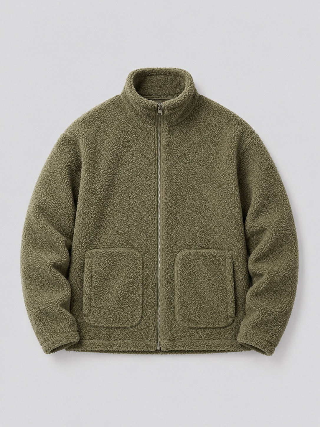 Men’s Full zip Fleece Jacket Stand Collar Loose Fit Warm Winter Autumn Jacket for Casual and Outdoor Wear