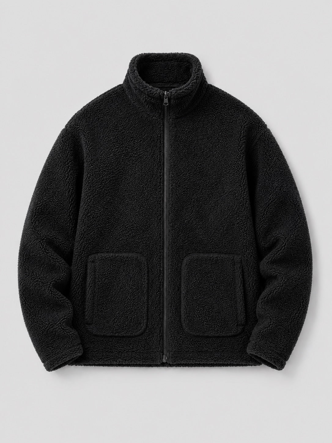 Men’s Full zip Fleece Jacket Stand Collar Loose Fit Warm Winter Autumn Jacket for Casual and Outdoor Wear