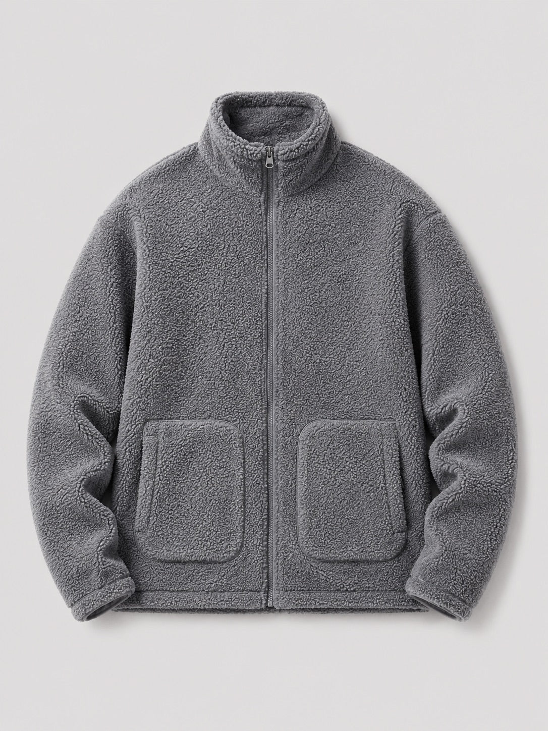 Men’s Full zip Fleece Jacket Stand Collar Loose Fit Warm Winter Autumn Jacket for Casual and Outdoor Wear