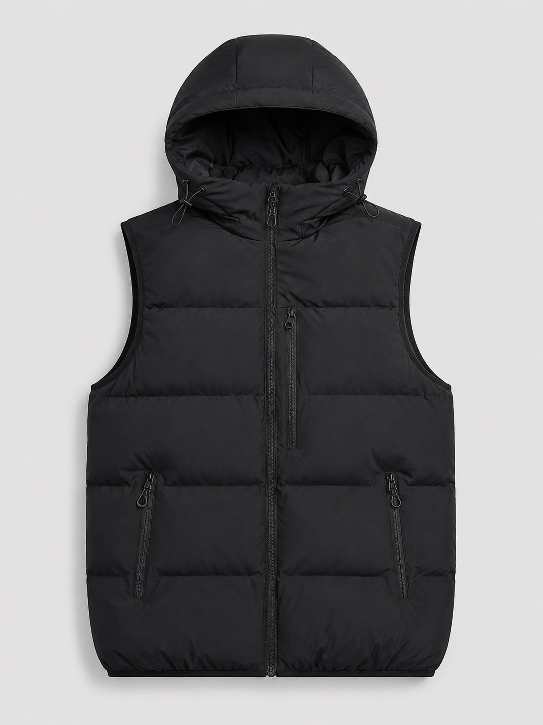 Men’s Hooded Puffer Gilet Windproof Zip-Up Thick Warm Autumn Winter Sleeveless Jacket for Casual and Outdoor Wear