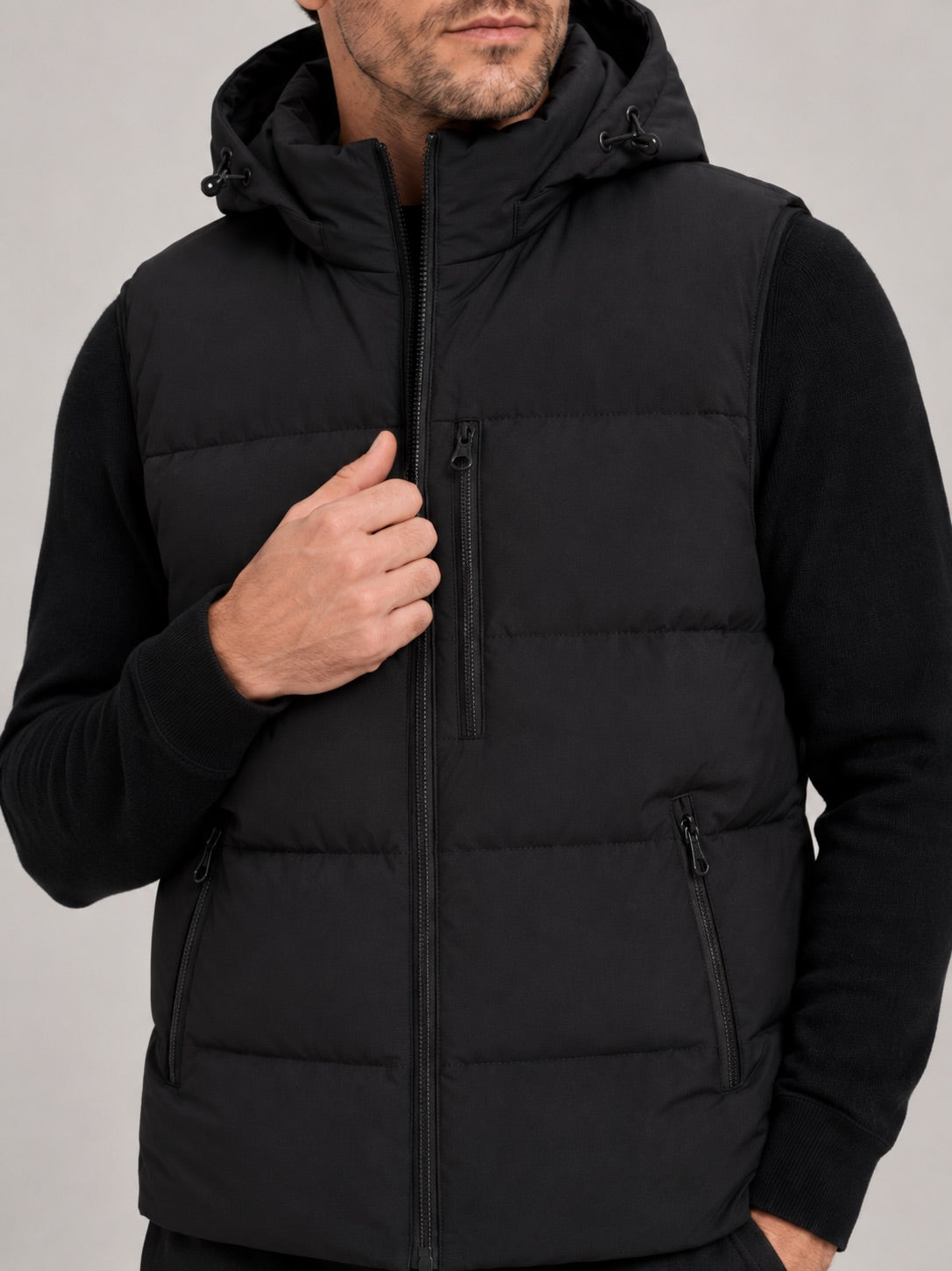 Men’s Hooded Puffer Gilet Windproof Zip-Up Thick Warm Autumn Winter Sleeveless Jacket for Casual and Outdoor Wear
