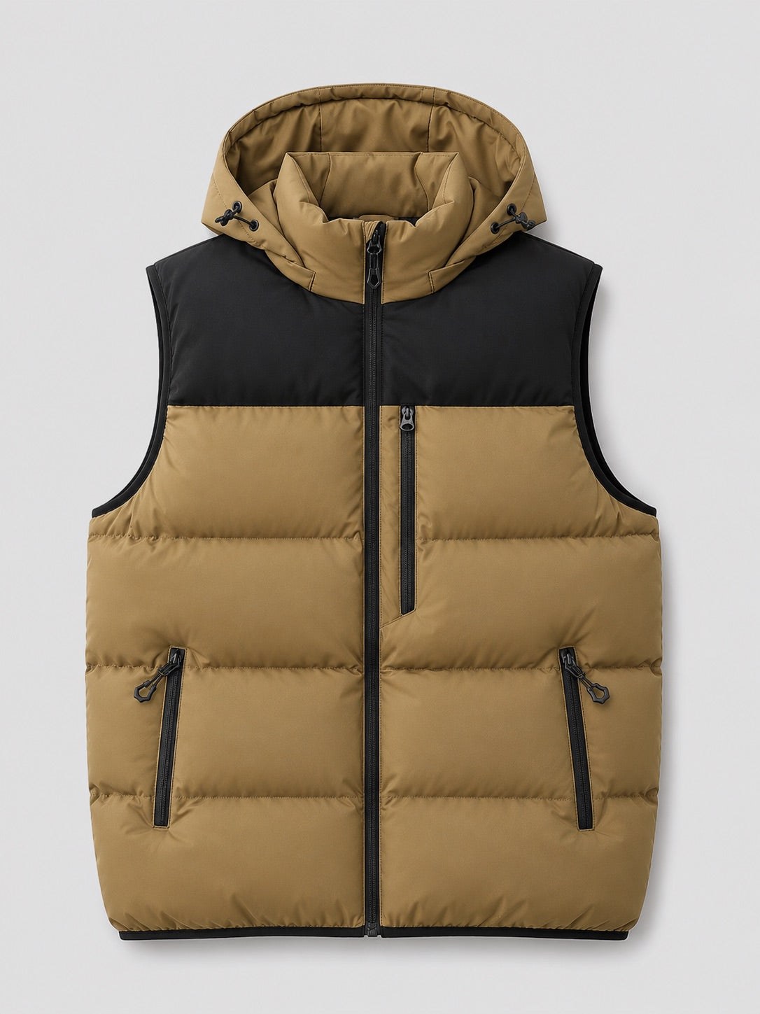 Men’s Hooded Puffer Gilet Windproof Zip-Up Thick Warm Autumn Winter Sleeveless Jacket for Casual and Outdoor Wear