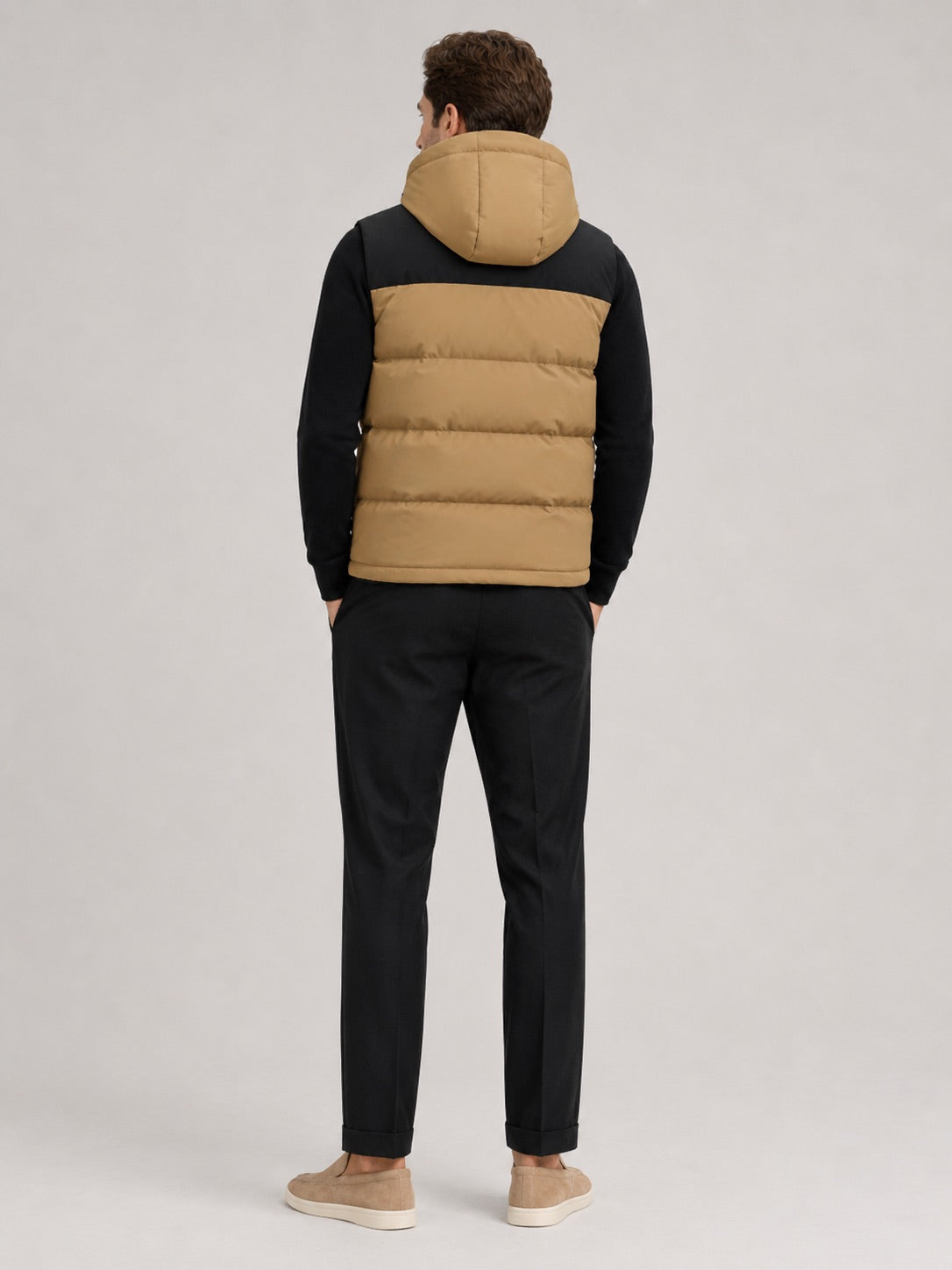 Men’s Hooded Puffer Gilet Windproof Zip-Up Thick Warm Autumn Winter Sleeveless Jacket for Casual and Outdoor Wear