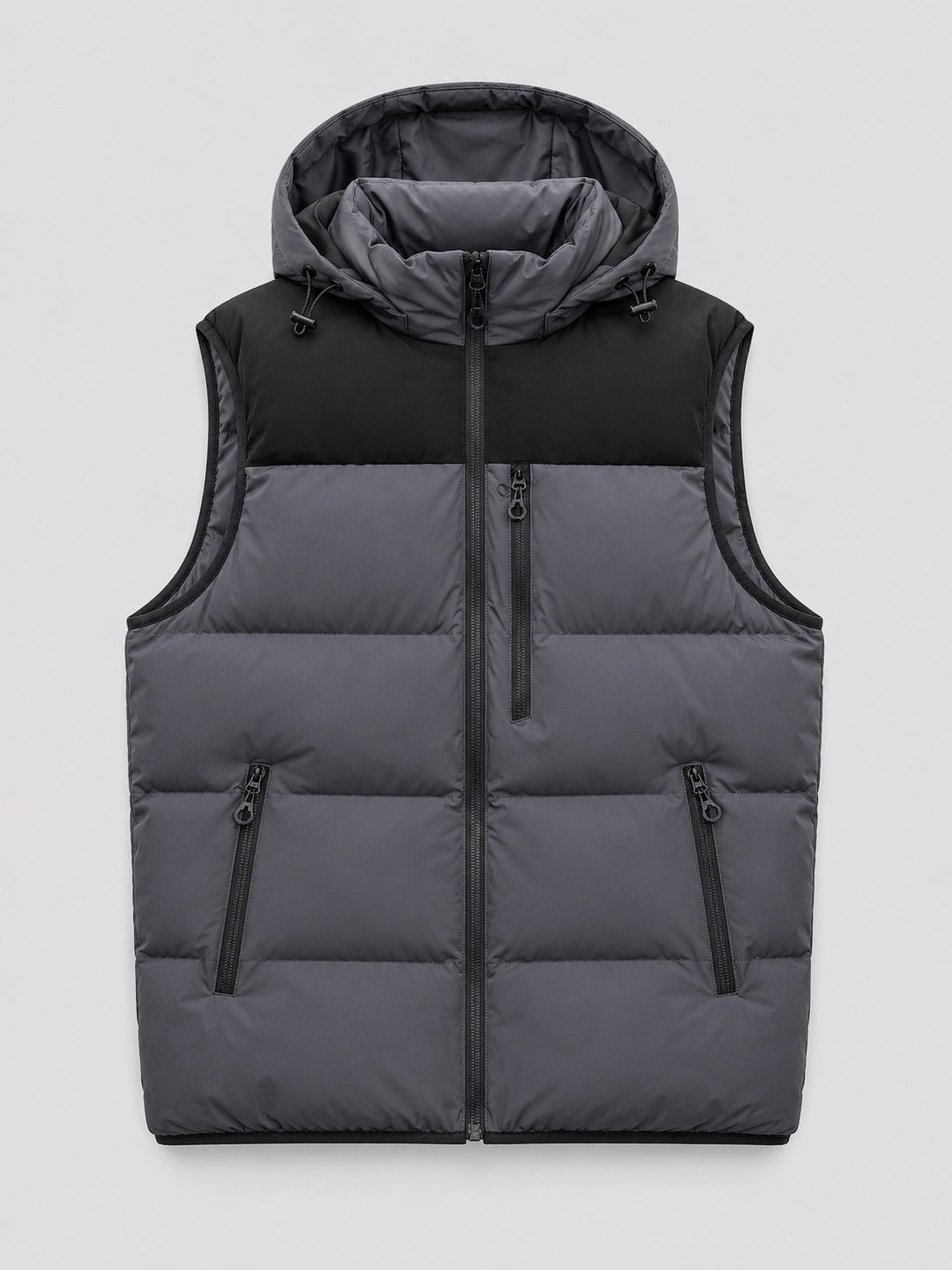 Men’s Hooded Puffer Gilet Windproof Zip-Up Thick Warm Autumn Winter Sleeveless Jacket for Casual and Outdoor Wear