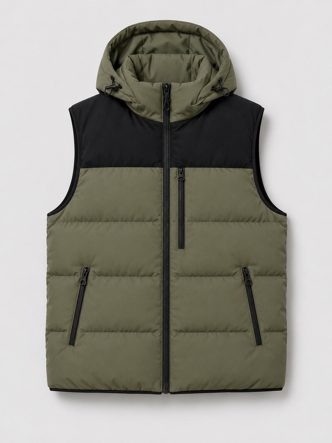 Men’s Hooded Puffer Gilet Windproof Zip-Up Thick Warm Autumn Winter Sleeveless Jacket for Casual and Outdoor Wear