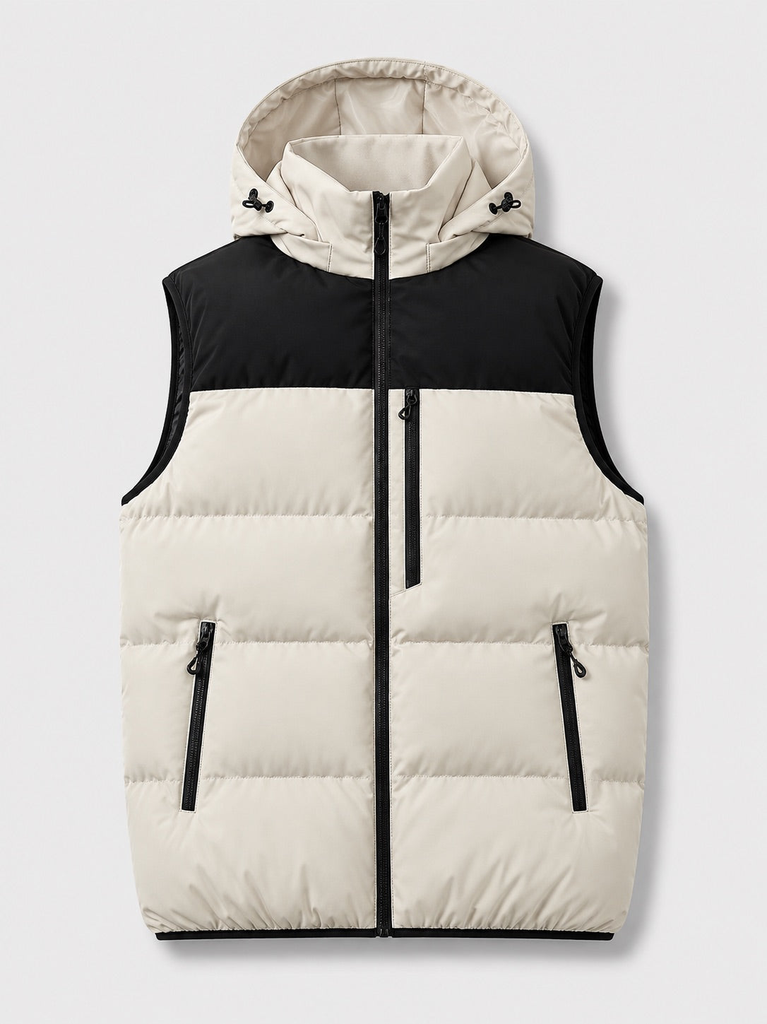Men’s Hooded Puffer Gilet Windproof Zip-Up Thick Warm Autumn Winter Sleeveless Jacket for Casual and Outdoor Wear