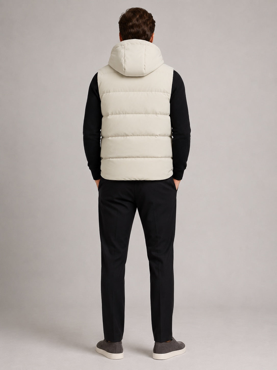 Men’s Hooded Puffer Gilet Windproof Zip-Up Thick Warm Autumn Winter Sleeveless Jacket for Casual and Outdoor Wear