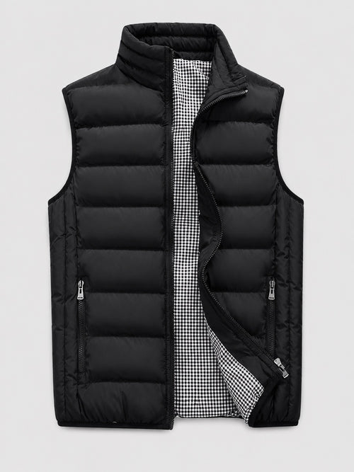 Men's Windproof Puffer Gilet Sleeveless Thick Warm Autumn Winter Jacket for Casual and Outdoor Wear