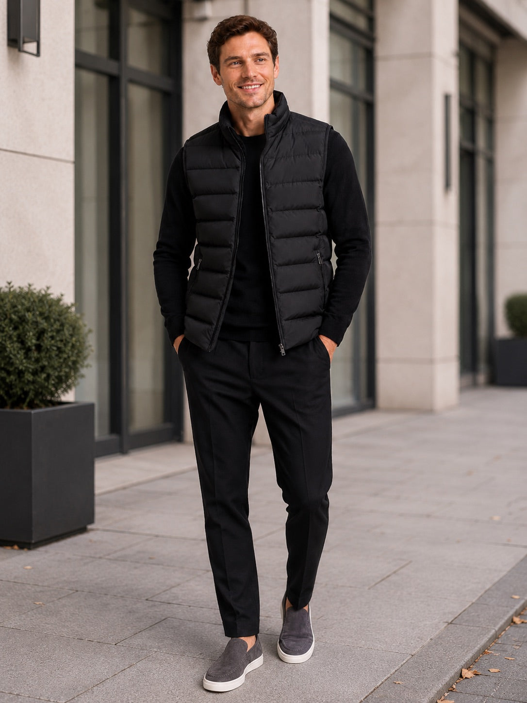 Men's Windproof Puffer Gilet Sleeveless Thick Warm Autumn Winter Jacket for Casual and Outdoor Wear