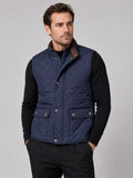 Men’s Quilted Gilet Polo Collar Multi-Pocket Padded Thick Autumn Winter Sleeveless Jacket for Casual and Outdoor Wear
