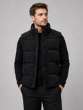 Men’s Corduroy Puffer Gilet Stand Collar Padded Thick Warm Autumn Winter Jacket for Casual and Outdoor Wear