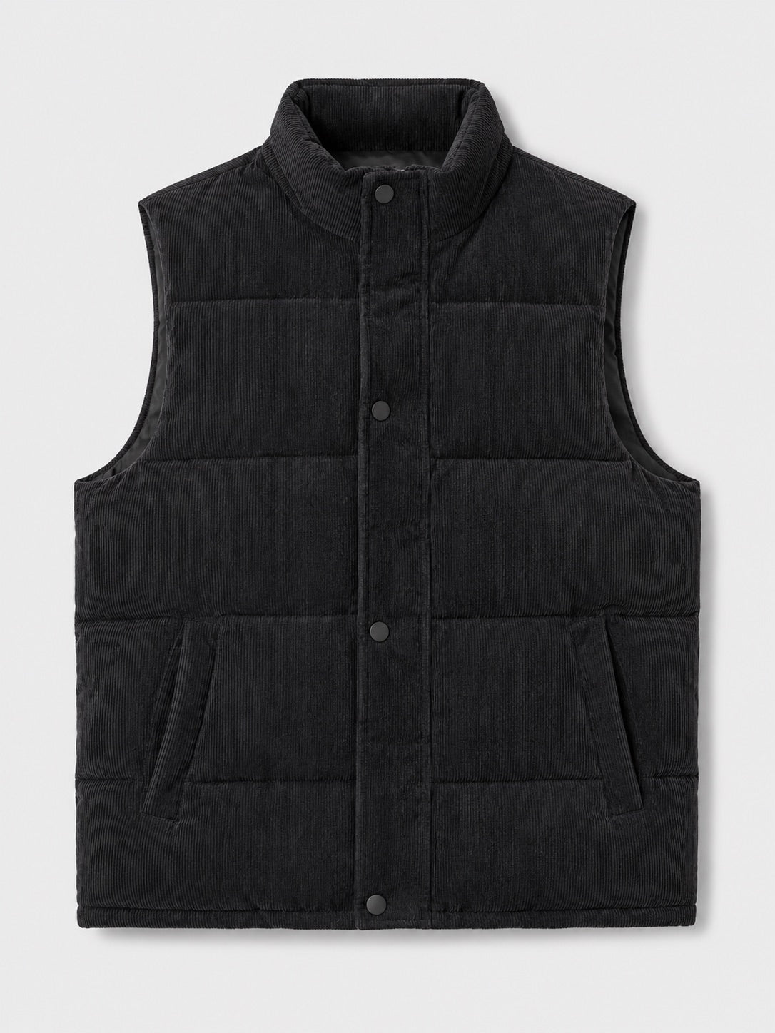 Men’s Corduroy Puffer Gilet Stand Collar Padded Thick Warm Autumn Winter Jacket for Casual and Outdoor Wear