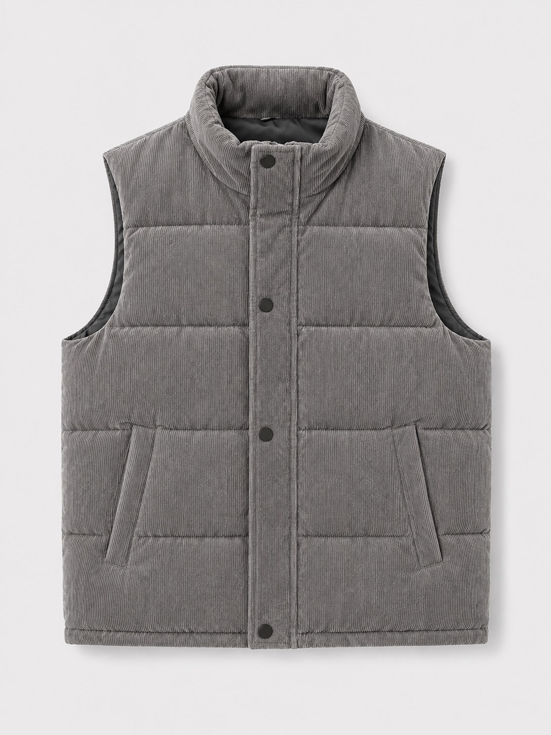 Men’s Corduroy Puffer Gilet Stand Collar Padded Thick Warm Autumn Winter Jacket for Casual and Outdoor Wear