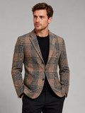 Men’s Checkered Blazer Slim Fit Business Casual Jacket for Wedding, Banquet and Office Wear