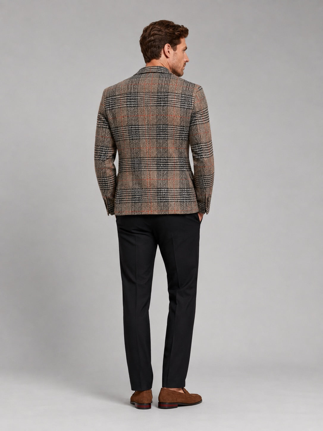 Men’s Checkered Blazer Slim Fit Business Casual Jacket for Wedding, Banquet and Office Wear