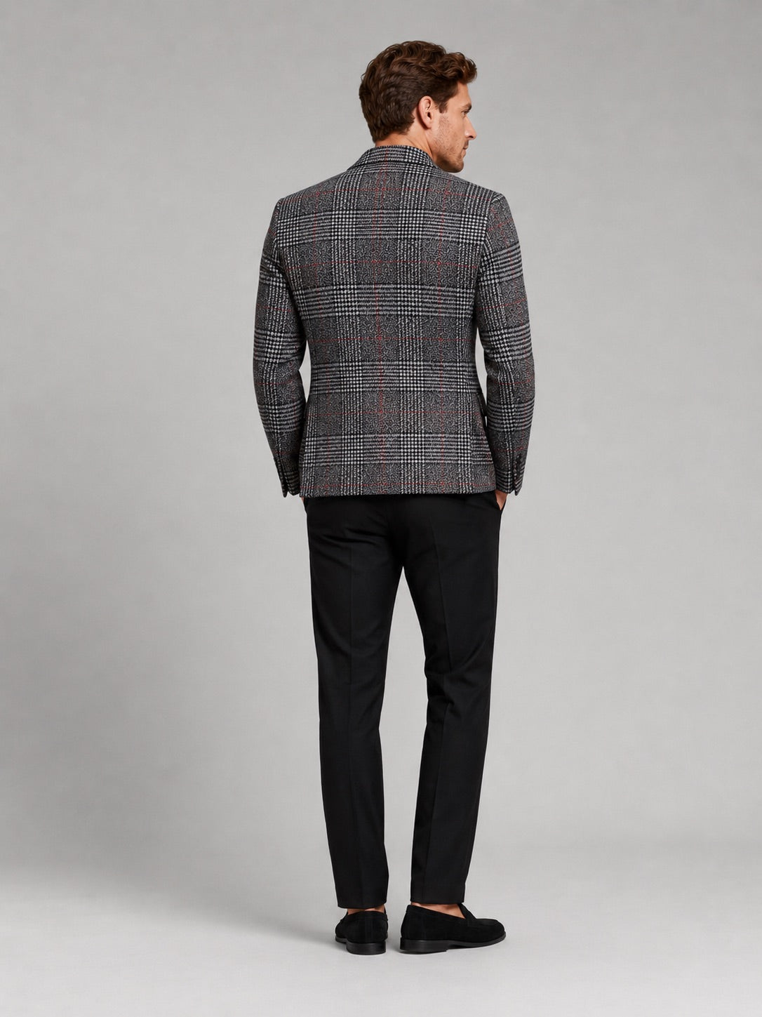 Men’s Checkered Blazer Slim Fit Business Casual Jacket for Wedding, Banquet and Office Wear
